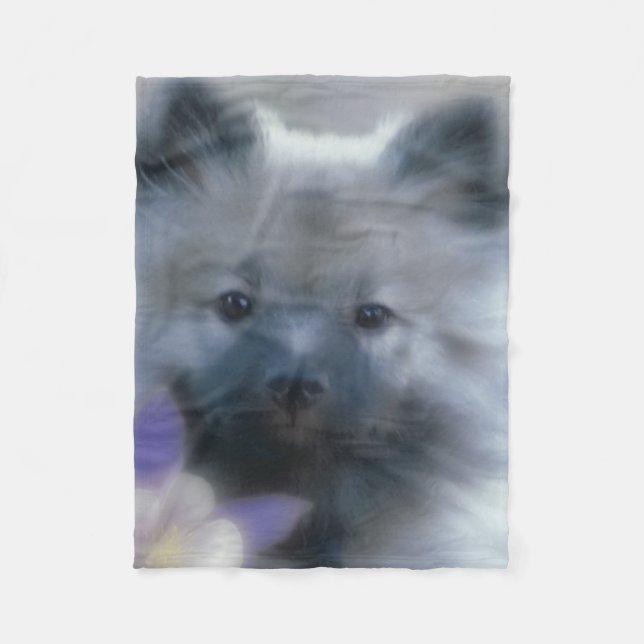 Keeshond und Columbine - Hundfoto Fleecedecke (Vorderseite)
