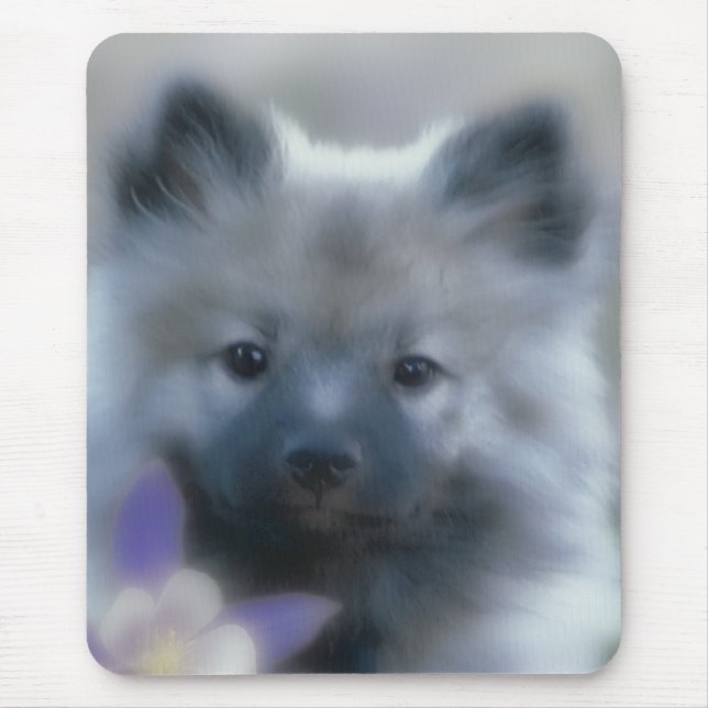 Keeshond und Columbine - Hundfoto Mousepad (Vorne)
