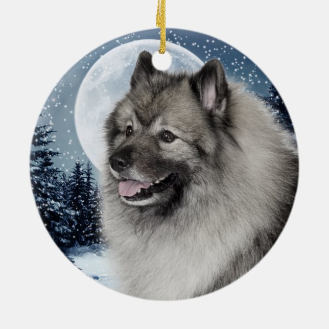 Keeshond-Verzierung Keramik Ornament (Hinten)