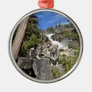 Keeshond-Wasserfall-Verzierung Silbernes Ornament
