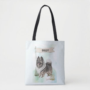 Keeshond-Wasserfarbe Personalisierte Hundetasche