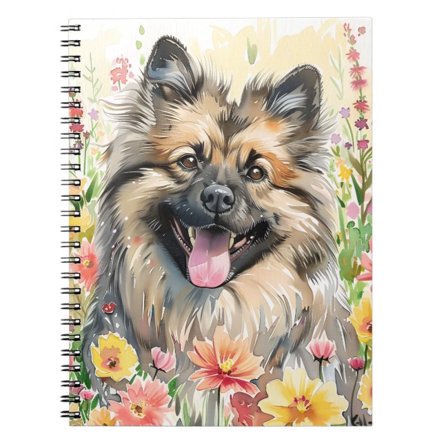 Keeshond-Wasserfarben-Journal Notizblock (Vorderseite)