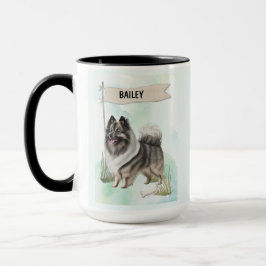 Keeshond Watercolor Personalized Dog Tasse