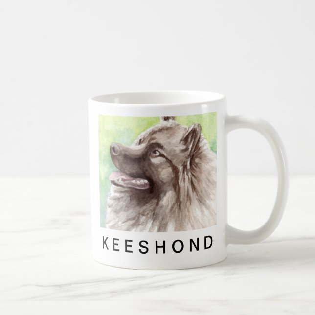 Keeshond Watercolor Portrait Kaffeetasse (Rechts)