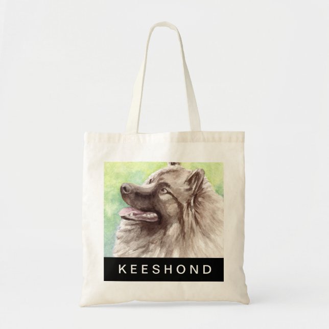 Keeshond Watercolor Portrait Tragetasche (Vorne)