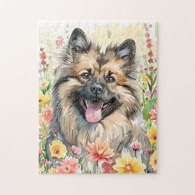 Keeshond Watercolor Puzzle (Vertikal)