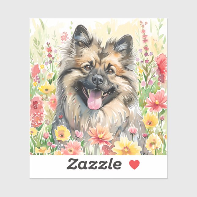 Keeshond Watercolor Sticker (Blatt)