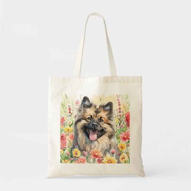 Keeshond Watercolor Tote Bag Tragetasche (Vorne)