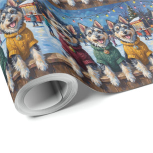 Keeshond Weihnachten Eislaufplatz Urlaub Geschenkpapier