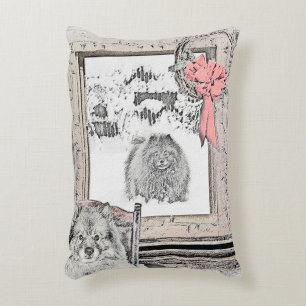 Keeshond Weihnachten Winter Fenster Malerei Hund K Dekokissen