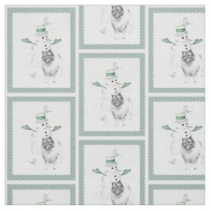 Keeshond Weihnachts-Schneemann-Malerei Hundekunst Stoff