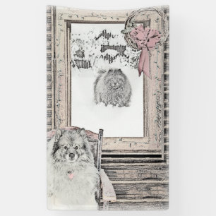 Keeshond Weihnachtsfenster Malerei Hund Kunst Banner