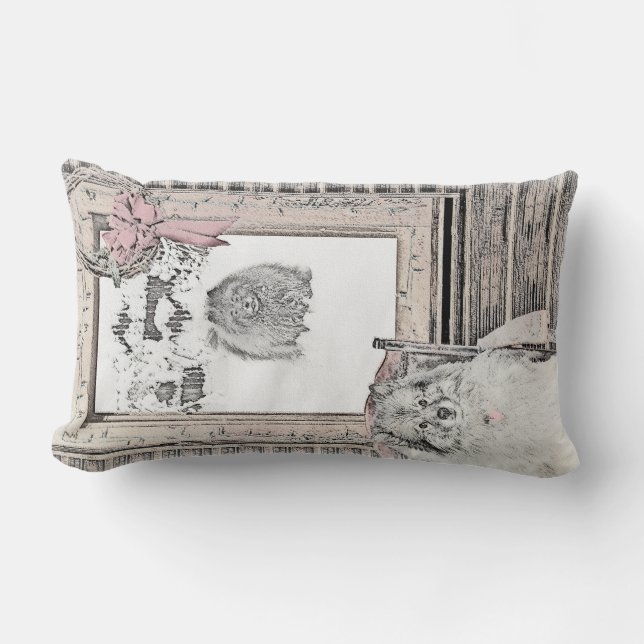 Keeshond Weihnachtsfenster Malerei Hund Kunst Lendenkissen (Vorderseite)