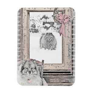 Keeshond Weihnachtsfenster Malerei Hund Kunst Magnet