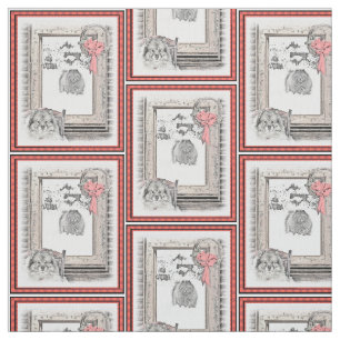 Keeshond Weihnachtsfenster Malerei Hund Kunst Stoff