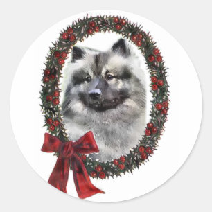 Keeshond-Weihnachtsgeschenke Runder Aufkleber