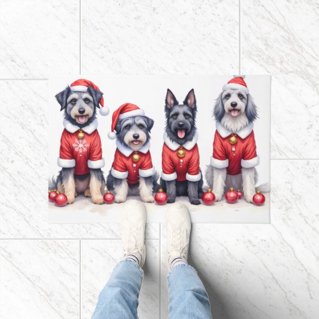 Keeshond-Weihnachtskleid Santa-Hut Fußmatte (Indoor)