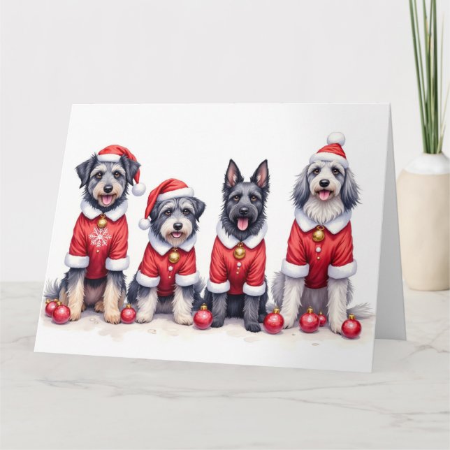 Keeshond-Weihnachtskleid Santa-Hut Karte (Vorderseite)