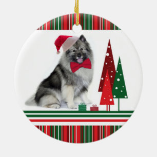 Keeshond-Weihnachtsverzierung Keramik Ornament
