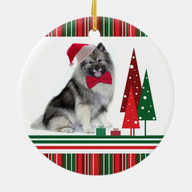 Keeshond-Weihnachtsverzierung Keramik Ornament (Hinten)