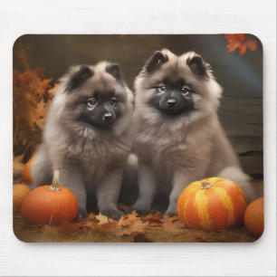 Keeshond-Welpe Herbstfreude Kürbis Mousepad