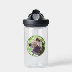 Keeshond-Welpe im Garten Malerei Original Kunst Trinkflasche