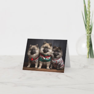 Keeshond Welppies Christmas Card Karte
