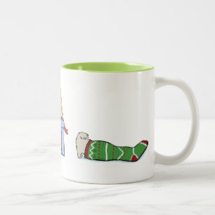 Keeshond Welppies Christmas Niedlich Keesie Holi Zweifarbige Tasse
