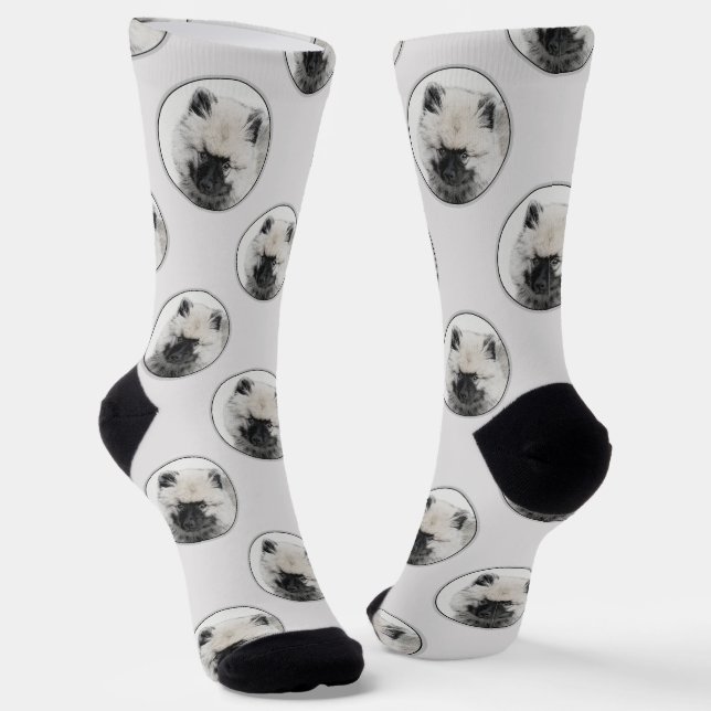 Keeshond Zeichnend Schlüssel Welpe Niedlich Origin Socken (Gewinkelt)