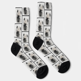 Keeshond Zeichnend Schlüssel Welpe Niedlich Origin Socken