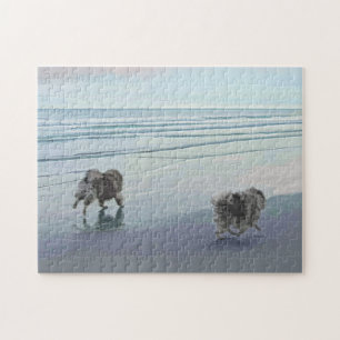 Keeshonds am Meer Malerei Hund Kunst Puzzle