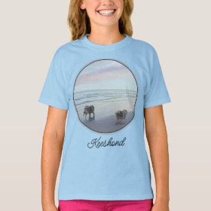 Keeshonds am Meer Malerei Hund Kunst T-Shirt