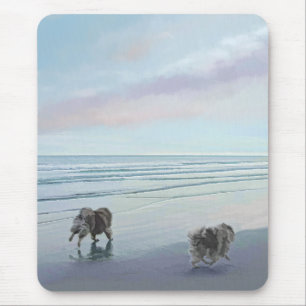 Keeshonds am Meer Mousepad