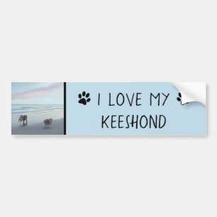 Keeshonds an der Küste Malerei Hund Kunst Autoaufkleber