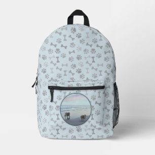 Keeshonds an der Küste Malerei Hund Kunst Bedruckter Rucksack