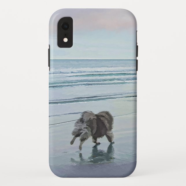 Keeshonds an der Küste Malerei Hund Kunst Case-Mate iPhone Hülle (Rückseite)