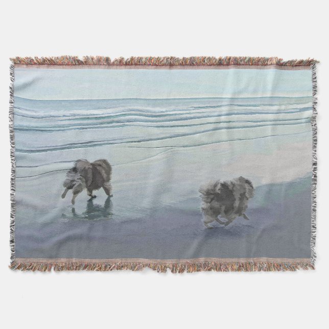 Keeshonds an der Küste Malerei Hund Kunst Decke (Vorderseite)