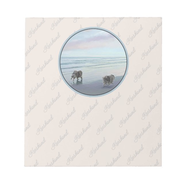 Keeshonds an der Küste Malerei Hund Kunst Notizblock (Vorderseite)