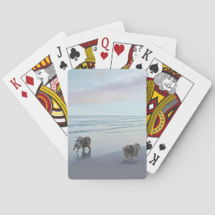 Keeshonds an der Küste Malerei Hund Kunst Spielkarten