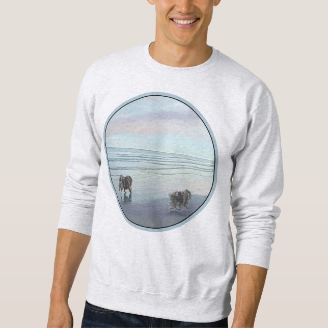 Keeshonds an der Küste Malerei Hund Kunst Sweatshirt (Vorderseite)