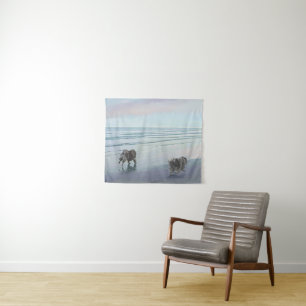 Keeshonds an der Küste Malerei Hund Kunst Wandteppich