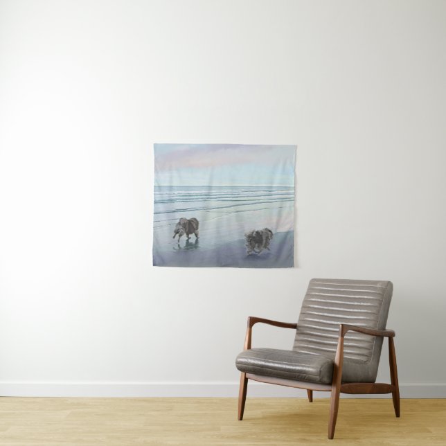 Keeshonds an der Küste Malerei Hund Kunst Wandteppich (Beispiel (Horizontal))