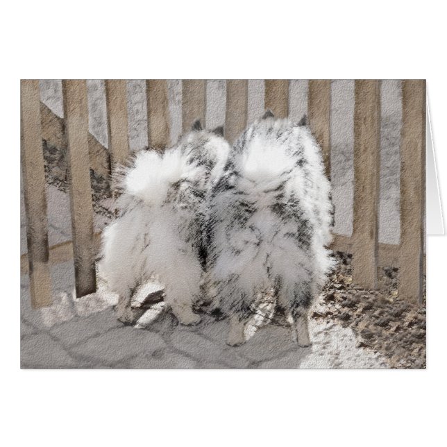 Keeshonds at Gate Painting - Original Dog Art (Vorderseite (Horizontal))