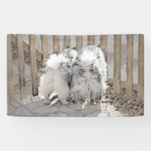 Keeshonds at Gate Painting - Original Dog Art Banner