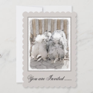 Keeshonds at Gate Painting - Original Dog Art Einladung