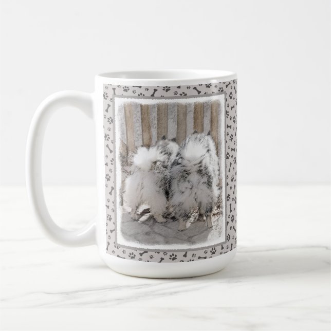 Keeshonds at Gate Painting - Original Dog Art Kaffeetasse (Links)