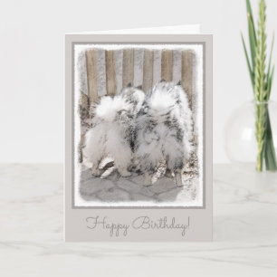 Keeshonds at Gate Painting - Original Dog Art Karte