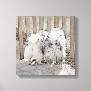 Keeshonds at Gate Painting - Original Dog Art Leinwanddruck