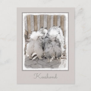 Keeshonds at Gate Painting - Original Dog Art Postkarte