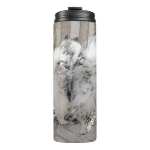 Keeshonds at Gate Painting - Original Dog Art Thermosbecher